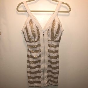 NWT White/Gold sequin dress